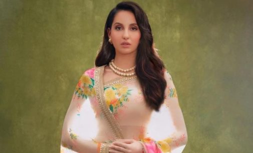 Nora Fatehi Wears a Stunning Sabyasachi Floral Saree