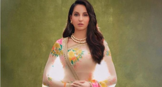 Nora Fatehi Wears a Stunning Sabyasachi Floral Saree